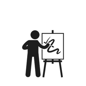 Pictogram of a Person Painting on an Easel